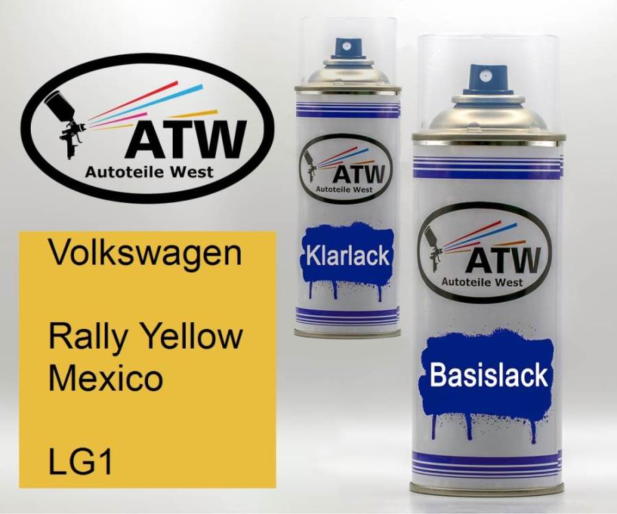 Volkswagen, Rally Yellow Mexico, LG1: 400ml Sprühdose + 400ml Klarlack - Set, von ATW Autoteile West.